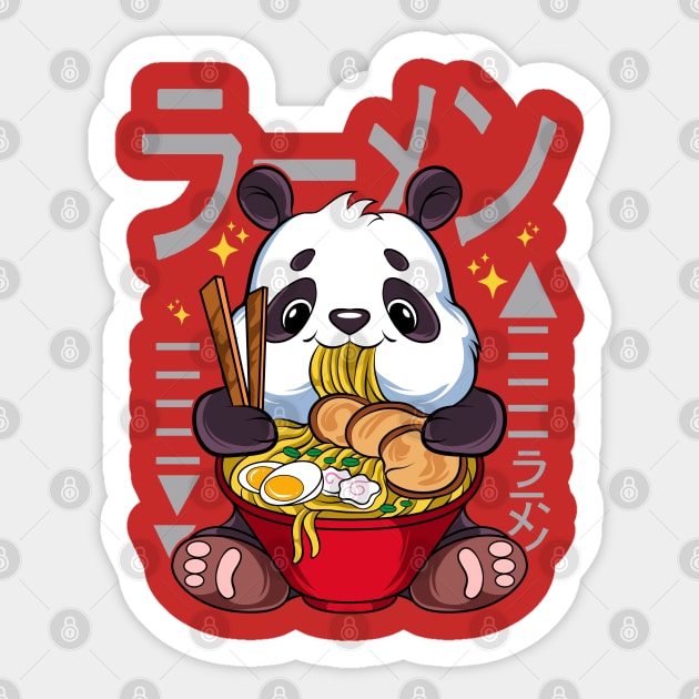Ramen Panda Cute Kawaii Panda Eating Ramen Sticker by creative